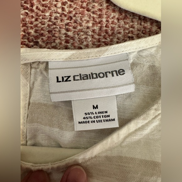 Liz Claiborne boxy striped linen/ cotton blend top size medium - Picture 2 of 5